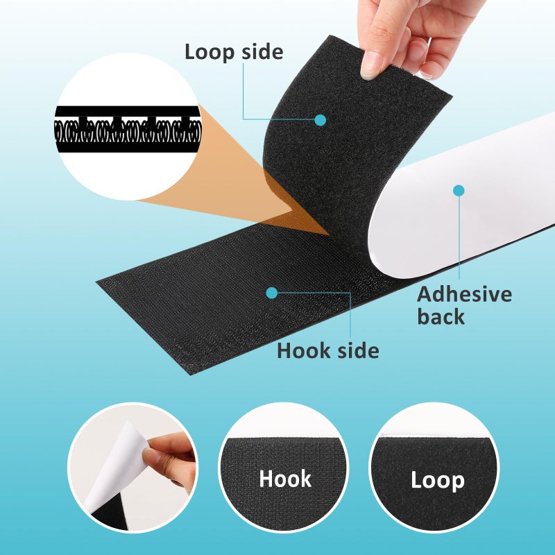SKYNEO 4.4''?16.5 Feet Black Heavy Duty Hook and Loop Tape Adhesive  Keep Couch Cushions from Sliding or Blowing at Outdoor  Picture Wall Hanging  No Punching Wall Mounting  Keep Your Carpet Rugs in Place - Image 3